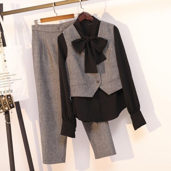 3 peas cowunto pulver blusas manga longa camisas sem mangas colete tops e calas de perna larga terno feminino an0h, Gray
3 peas cowunto pulver blusas manga longa camisas sem mangas colete tops e calas de perna larga terno feminino an0h, Gray