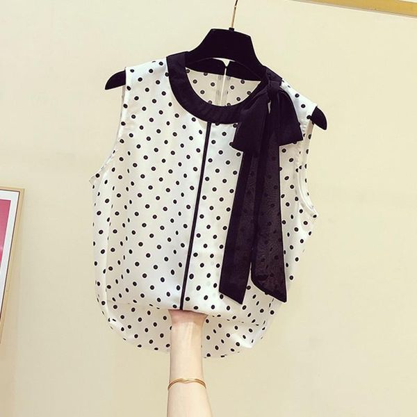 women's blouses & shirts bow neck sleeveless chiffon women blouse 2021 summer polka dot slim lady elegant pulls outwear coat 1, White
women's blouses & shirts bow neck sleeveless chiffon women blouse 2021 summer polka dot slim lady elegant pulls outwear coat 1, White