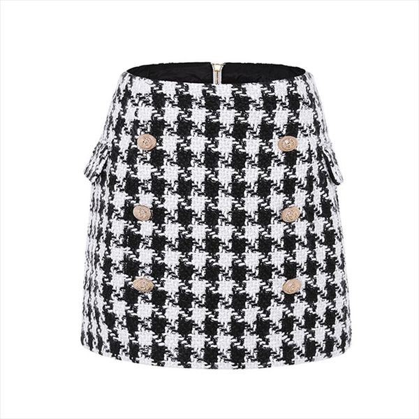 new fashion runway 2021 designer skirt womens metal lion buttons embellished houndstooth tweed mini skirt drop shipping, Black
new fashion runway 2021 designer skirt womens metal lion buttons embellished houndstooth tweed mini skirt drop shipping, Black