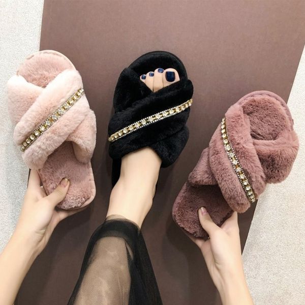 mcckle autumn women fluffy flat slippers ladies plush furry cross crystal female open toe home shoes fashion female footwear y200423, Black
mcckle autumn women fluffy flat slippers ladies plush furry cross crystal female open toe home shoes fashion female footwear y200423, Black