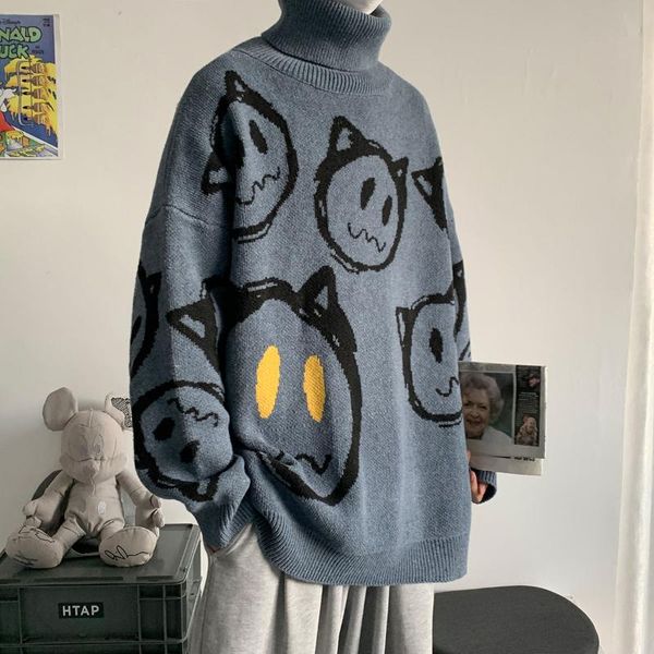 autumn winter sweater men's turtleneck casual hiphop sweater knitted thicken loose printed little devil warm pullover tide, White;black
autumn winter sweater men's turtleneck casual hiphop sweater knitted thicken loose printed little devil warm pullover tide, White;black