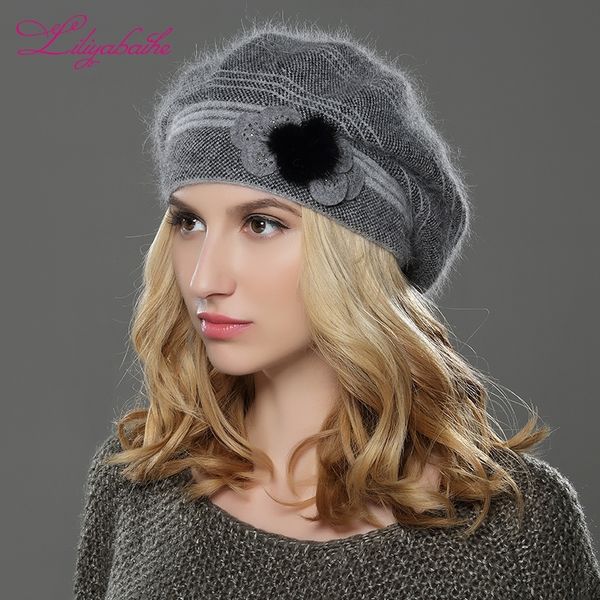 liliyabaihe new style women winter hat knitted wool angora beret classic patchwork of mink flower decoration cap double warm hat t200104, Blue;gray
liliyabaihe new style women winter hat knitted wool angora beret classic patchwork of mink flower decoration cap double warm hat t200104, Blue;gray