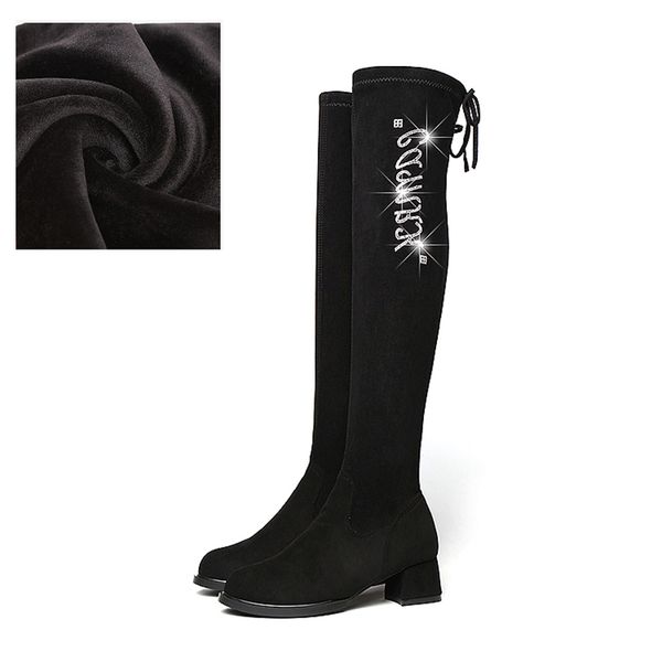 2021 the new bright spring strass winter women mid-stretch of heels on the knee woman long boots lady shoes 55c5, Black 
2021 the new bright spring strass winter women mid-stretch of heels on the knee woman long boots lady shoes 55c5, Black