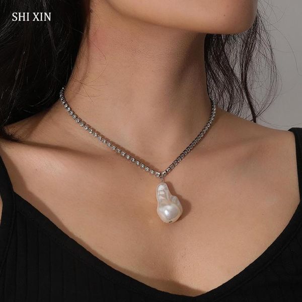 shixin crystal chain pearl pendants necklace for women short rhinestones choker necklaces fashion 2020 jewelry on the neck colar, Golden;silver
shixin crystal chain pearl pendants necklace for women short rhinestones choker necklaces fashion 2020 jewelry on the neck colar, Golden;silver