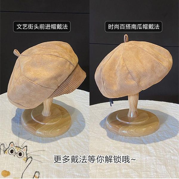 2020 new beret cap fashion women faux suede beret hat for women autumn winter retro beanie caps solid color, Blue;gray
2020 new beret cap fashion women faux suede beret hat for women autumn winter retro beanie caps solid color, Blue;gray