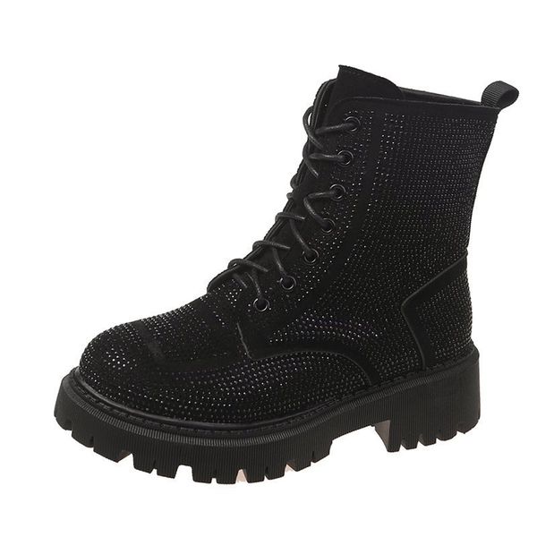 2021 the new shiny silver crystal square heel women's boots lace up ladies platform don't slip shoes gznl, Black
2021 the new shiny silver crystal square heel women's boots lace up ladies platform don't slip shoes gznl, Black