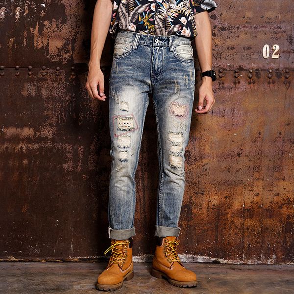 2021 new american streetwear retro wash embroidery slim fit destroy ripped men patches designer pants hip hop jeans homme 2hqb, Blue
2021 new american streetwear retro wash embroidery slim fit destroy ripped men patches designer pants hip hop jeans homme 2hqb, Blue