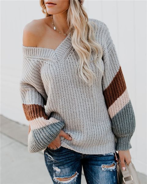 2020 autumn v neck patchwork sweater women casual long sleeve knitted sweater winter striped elegant pullover jumpers s-3xl, White;black
2020 autumn v neck patchwork sweater women casual long sleeve knitted sweater winter striped elegant pullover jumpers s-3xl, White;black