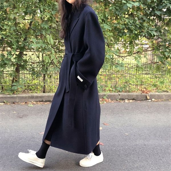 korean winter fat-sleeved lacing belt long loose bathrobe woolen overcoat jacket warm thicked pure color wool coat women 201222, Black
korean winter fat-sleeved lacing belt long loose bathrobe woolen overcoat jacket warm thicked pure color wool coat women 201222, Black