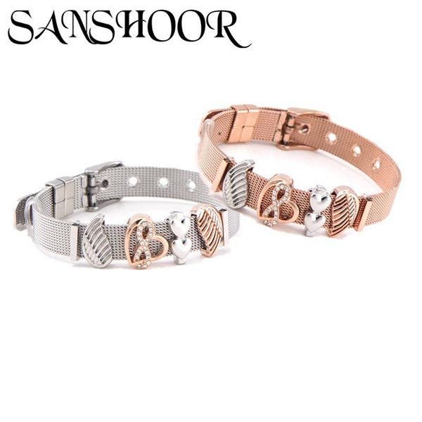 charm bracelets drop sanshoor jewelry 10mm stainless steel mesh bracelet set with diy heart infinity love slide charms for women as gift, Golden;silver
charm bracelets drop sanshoor jewelry 10mm stainless steel mesh bracelet set with diy heart infinity love slide charms for women as gift, Golden;silver