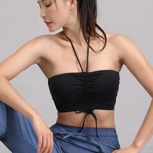 gym clothing women halter yoga running fitness bra black sports underwear with pad female top, White;black
gym clothing women halter yoga running fitness bra black sports underwear with pad female top, White;black