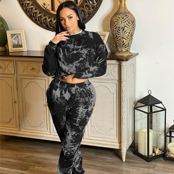 wjustforu tie dye two piece outfits for casual crop high waist jogging pants joggers women set winter clothes 2020 q1219, Black;white
wjustforu tie dye two piece outfits for casual crop high waist jogging pants joggers women set winter clothes 2020 q1219, Black;white
