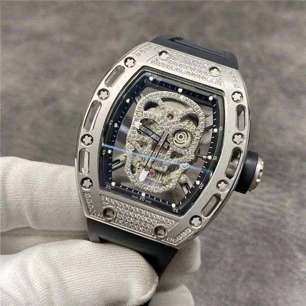 designer watch barrel hollowed-out skull automatic mechanical movement rubber black watchband 42mm men's brand watch, Slivery;brown
designer watch barrel hollowed-out skull automatic mechanical movement rubber black watchband 42mm men's brand watch, Slivery;brown