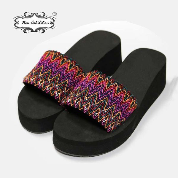 slippers exhibition summer woman shoes beach flip flops high heel platform bath wedge black ladies shoes35-401
slippers exhibition summer woman shoes beach flip flops high heel platform bath wedge black ladies shoes35-401