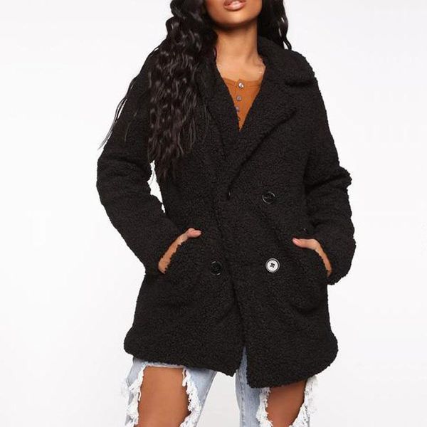 women fleece coats fashion turn down collar solid color double breasted faux fur winter jacket outerwear soft warm coats1, Black;brown
women fleece coats fashion turn down collar solid color double breasted faux fur winter jacket outerwear soft warm coats1, Black;brown