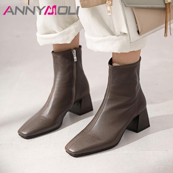 boots annymoli genuine leather high heel short women shoes square toe thick heels zipper ankle autumn winter black beige
boots annymoli genuine leather high heel short women shoes square toe thick heels zipper ankle autumn winter black beige