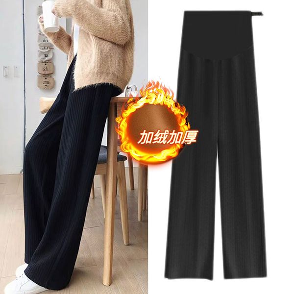 pregnant women's trousers in autumn and winter wear with plush knitted wide leg pants, White
pregnant women's trousers in autumn and winter wear with plush knitted wide leg pants, White