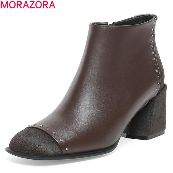 boots morazora 2021 genuine leather shoes women ankle horse hair rivet zip autumn winter ladies office, Black
boots morazora 2021 genuine leather shoes women ankle horse hair rivet zip autumn winter ladies office, Black