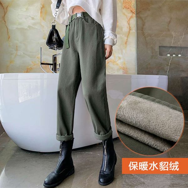 high waisted thickened plush jeans women's 2020 new loose and slim casual straight pants, Blue
high waisted thickened plush jeans women's 2020 new loose and slim casual straight pants, Blue