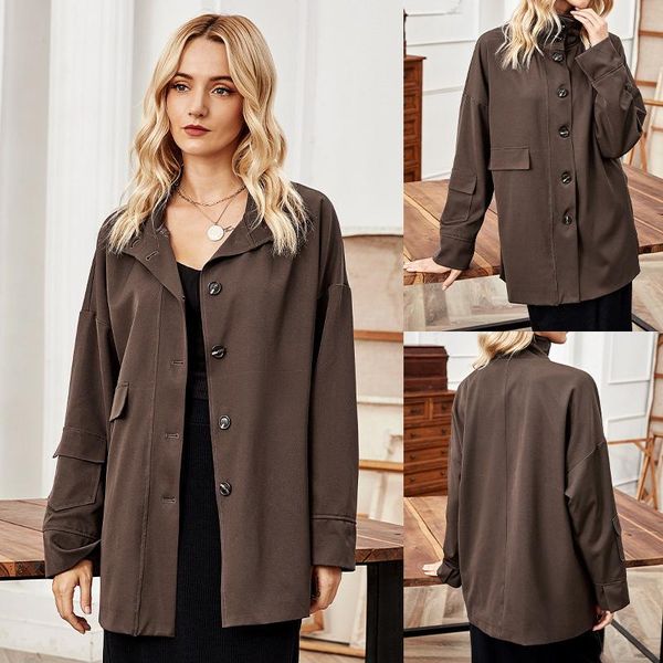 women's jackets casual long sleeve stand collar single breasted cardigan coat top, Black;brown
women's jackets casual long sleeve stand collar single breasted cardigan coat top, Black;brown