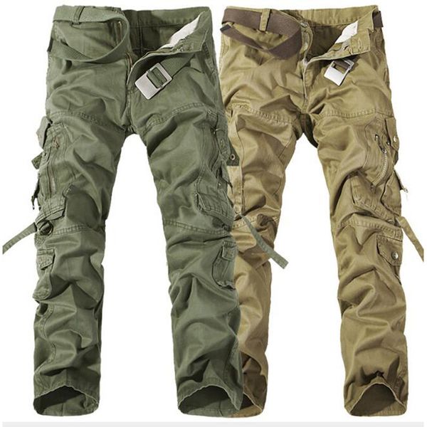 

2021 mode trousers from combat men's tactical army casual man multi-bagged cotton pants flexible trecho bags lw56, Black;white