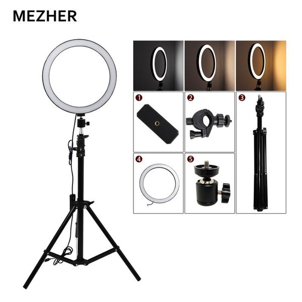 mezher 10"26cm selfie ring light stand dimmable 160leds annular lamp 3200k-5600k for live stream/makeup,selfie,video shooting
mezher 10"26cm selfie ring light stand dimmable 160leds annular lamp 3200k-5600k for live stream/makeup,selfie,video shooting