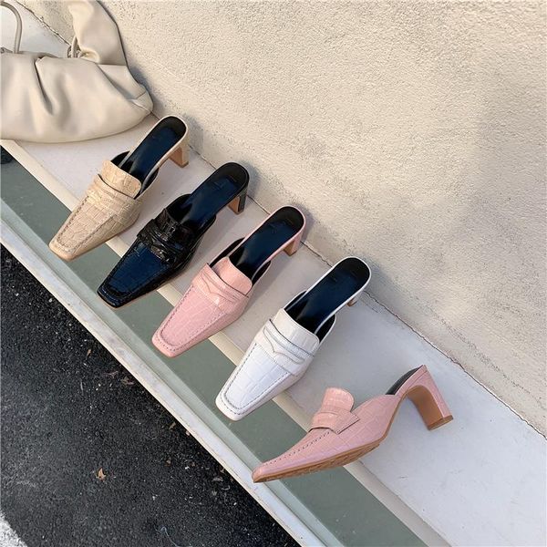 slippers monmoira brand design crocodile pattern sandals women vintage square toe high heel pumps thick ladies slides, Black
slippers monmoira brand design crocodile pattern sandals women vintage square toe high heel pumps thick ladies slides, Black