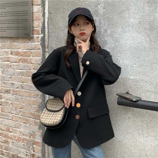 peonfly korean style women blazer casual long sleeve single breasted jacket solid female chic loose blazer outwear coat ladies1, White;black
peonfly korean style women blazer casual long sleeve single breasted jacket solid female chic loose blazer outwear coat ladies1, White;black