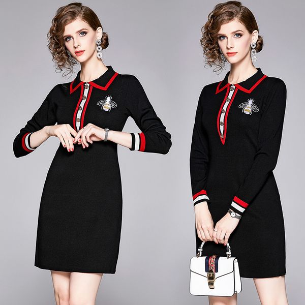 spring fall embroidery dresses women's lapel neck long sleeve runway dress elegant office lady business slim mini dress, Black;gray
spring fall embroidery dresses women's lapel neck long sleeve runway dress elegant office lady business slim mini dress, Black;gray