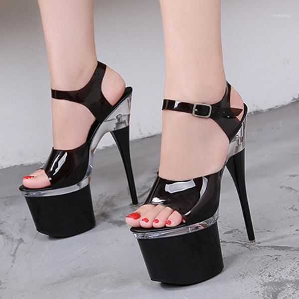 high heel 17.5cm crystal sandals female platform non-slip thick sole wild super catwalk pole dance model shoes1, Black
high heel 17.5cm crystal sandals female platform non-slip thick sole wild super catwalk pole dance model shoes1, Black