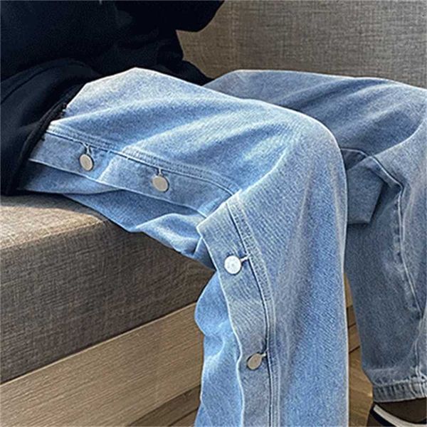 2020 buckle men's korean trend is loose, straight jeans, wide-leg and punk casual, Blue
2020 buckle men's korean trend is loose, straight jeans, wide-leg and punk casual, Blue