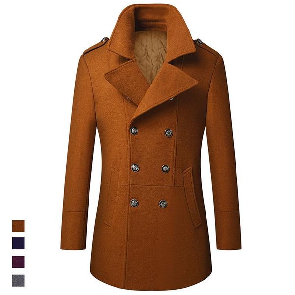 medium length men's coat plus velvet thicken warm lapel double breasted solid vintage business casual male wool blends, Black
medium length men's coat plus velvet thicken warm lapel double breasted solid vintage business casual male wool blends, Black