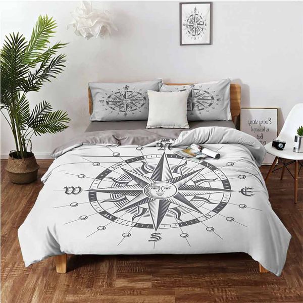 hand drawn compass with the face of the sun on directions north south east west sailingbedding 3-piece set
hand drawn compass with the face of the sun on directions north south east west sailingbedding 3-piece set