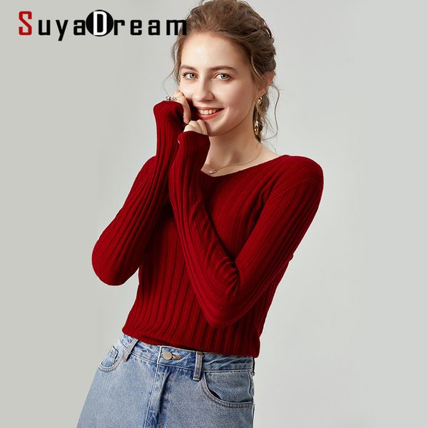 suyadream woman wool sweaters 100%wool v neck pullovers long sleeve solid slim rib knits sweaters fall winter knit 201130, White;black
suyadream woman wool sweaters 100%wool v neck pullovers long sleeve solid slim rib knits sweaters fall winter knit 201130, White;black