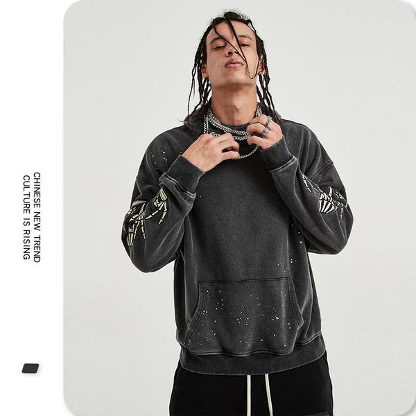 men's sweaters hoodies sweatshirt high-street embroidery splash ink bone print rock hoodie men hip hop streetwear pullover autumn shirt, White;black
men's sweaters hoodies sweatshirt high-street embroidery splash ink bone print rock hoodie men hip hop streetwear pullover autumn shirt, White;black