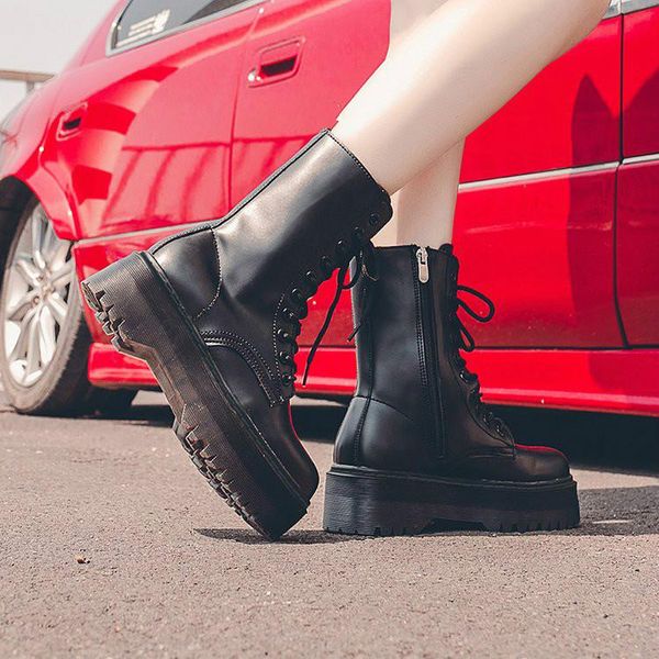 boots fashion zipper flat shoes woman high heel platform pu leather lace up women white botas mujer girls, Black
boots fashion zipper flat shoes woman high heel platform pu leather lace up women white botas mujer girls, Black