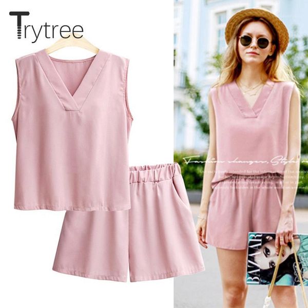 trytree summer women two piece set casual silky v-neck + shorts elastic waist solid casual plus sizes suit sleeveless sets1, White
trytree summer women two piece set casual silky v-neck + shorts elastic waist solid casual plus sizes suit sleeveless sets1, White