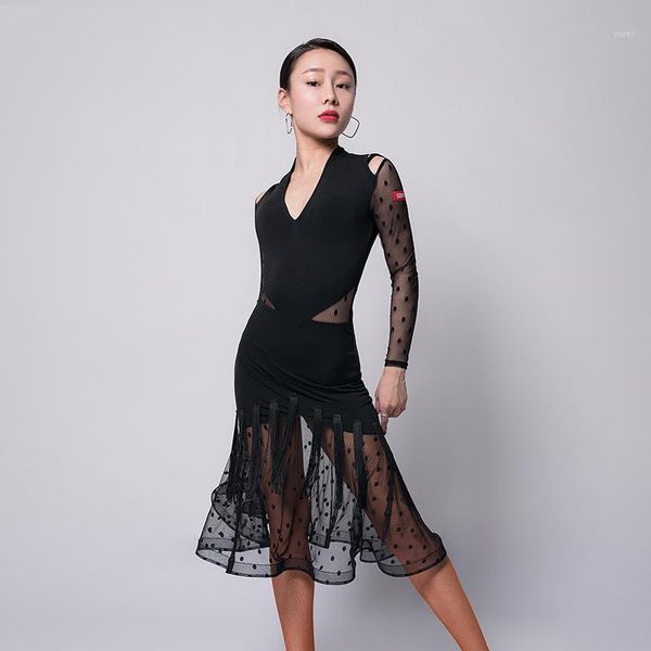 latin dance costumes women long sleeve mesh fringe dress rumba dance practice clothes samba salsa cha cha stage clothes vo5641, Black;red
latin dance costumes women long sleeve mesh fringe dress rumba dance practice clothes samba salsa cha cha stage clothes vo5641, Black;red