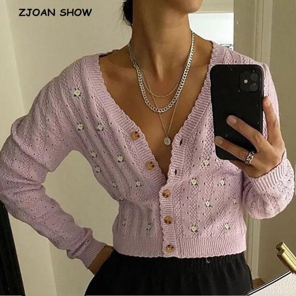 2021 embroidery flower hole france cardigans women sweater retro wave center buttons long sleeve knitting vintage sweater, White
2021 embroidery flower hole france cardigans women sweater retro wave center buttons long sleeve knitting vintage sweater, White