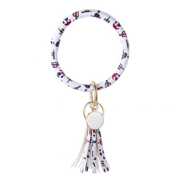 o new creative wristlet keychain bracelet bangle keyring circle ring pu leather tassel bracelets key holder for women gi, Silver
o new creative wristlet keychain bracelet bangle keyring circle ring pu leather tassel bracelets key holder for women gi, Silver