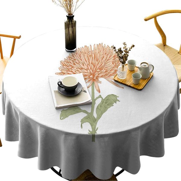 wipeable round table cover vintage style single blossom of chrysanthemum sketching in color
wipeable round table cover vintage style single blossom of chrysanthemum sketching in color