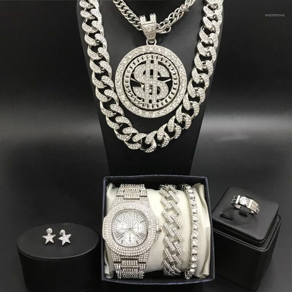 Hip Hop Men Silver Crystal Miami Necklace Men Watch & Necklace & Braclete Ring Earrings Combo Set Hip Hop Jewerly set1
Hip Hop Men Silver Crystal Miami Necklace Men Watch & Necklace & Braclete Ring Earrings Combo Set Hip Hop Jewerly set1