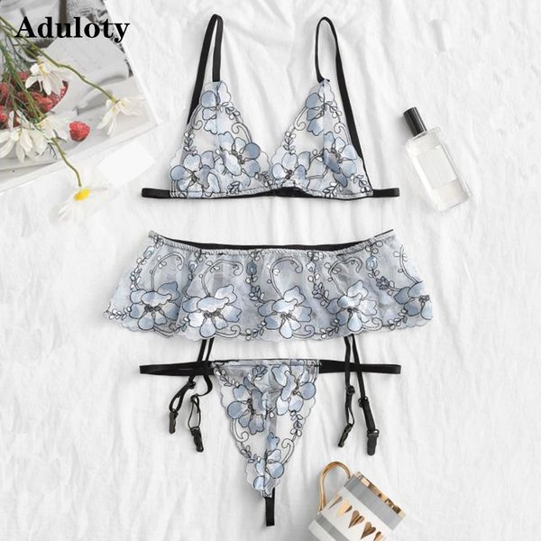 new style women's garter belt mesh floral embroidery underwear set comfortable wire bra thong erotic lingerie set c1211, Black;white
new style women's garter belt mesh floral embroidery underwear set comfortable wire bra thong erotic lingerie set c1211, Black;white