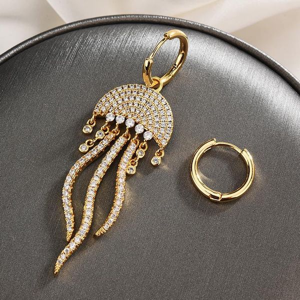 luxury fashion designer earrings long exaggerated asymmetric jellyfish tassel earring gold color dropshipping zk30, Silver 
luxury fashion designer earrings long exaggerated asymmetric jellyfish tassel earring gold color dropshipping zk30, Silver