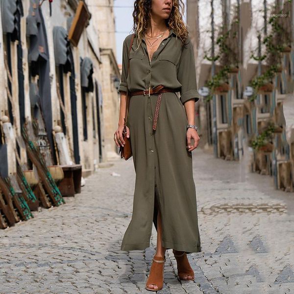 autumn women long dress elegant casual loose work plus size shirt dresses pocket button black street long sleeves femme robe1, Black;gray
autumn women long dress elegant casual loose work plus size shirt dresses pocket button black street long sleeves femme robe1, Black;gray