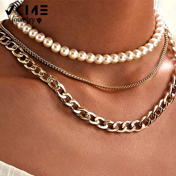 chokers vkme punk multi layered pearl choker necklace for women statement female gold cuban thick chain necklaces collar jewelry, Golden;silver
chokers vkme punk multi layered pearl choker necklace for women statement female gold cuban thick chain necklaces collar jewelry, Golden;silver