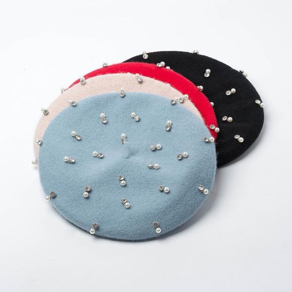 berets women's hat fashion autumn wool knitted with pearl rhinestones ladies french artist beanie beret zz-366, Blue;gray
berets women's hat fashion autumn wool knitted with pearl rhinestones ladies french artist beanie beret zz-366, Blue;gray