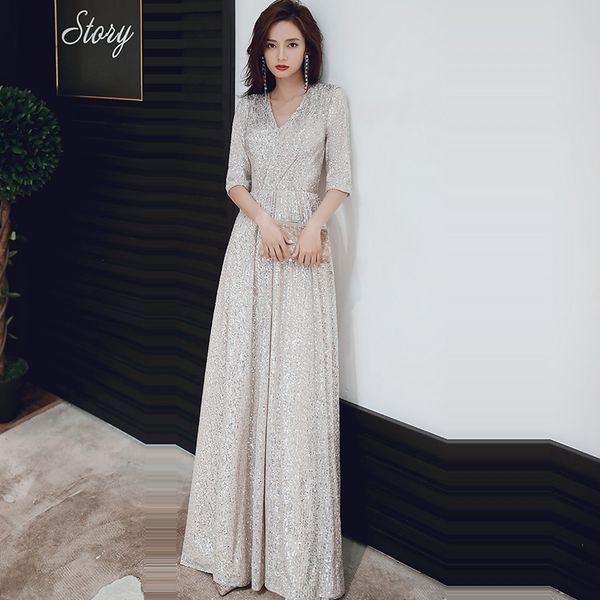 evening dress a-line floor length robe de soiree three quarter sleeve women party dresses v-neck sequin evening gown lj201120, White;black
evening dress a-line floor length robe de soiree three quarter sleeve women party dresses v-neck sequin evening gown lj201120, White;black
