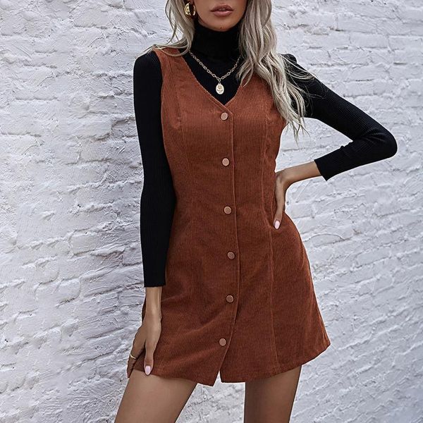 women's dress ladies fashion casual autumn winter temperament v-neck long sleeve button corduroy sleeveless dress vestido, Black;gray
women's dress ladies fashion casual autumn winter temperament v-neck long sleeve button corduroy sleeveless dress vestido, Black;gray