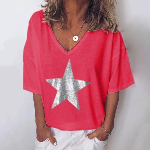women t-shirt summer new fashion short sleeve v-neck tees female pentagram star print casual loose t shirts plus size s-5xl, White
women t-shirt summer new fashion short sleeve v-neck tees female pentagram star print casual loose t shirts plus size s-5xl, White